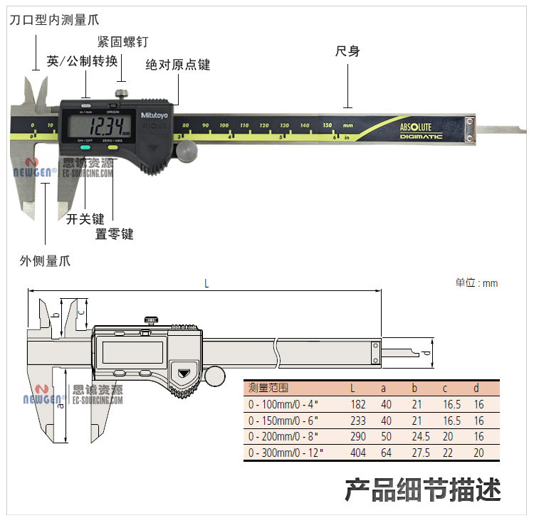 日本三豐Mitutoyo數顯偏置卡尺 573-201-20